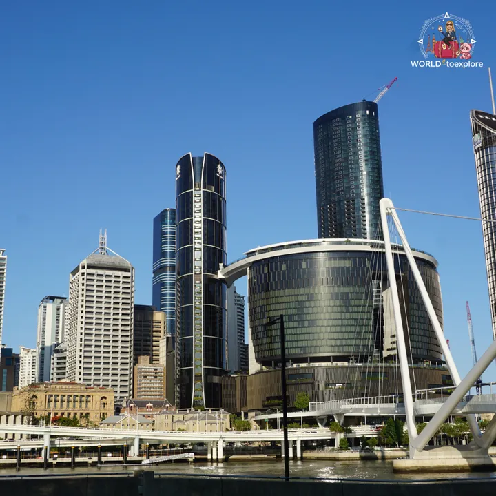 The skyline along the river, with the towers of The Star complex standing out