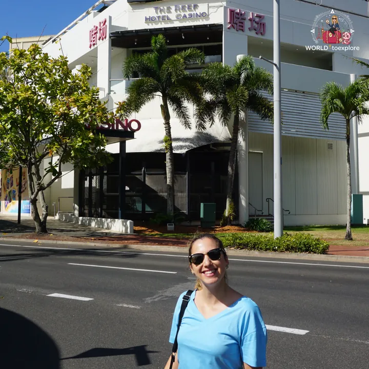 In front of The Reef Hotel Casino, in central Cairns