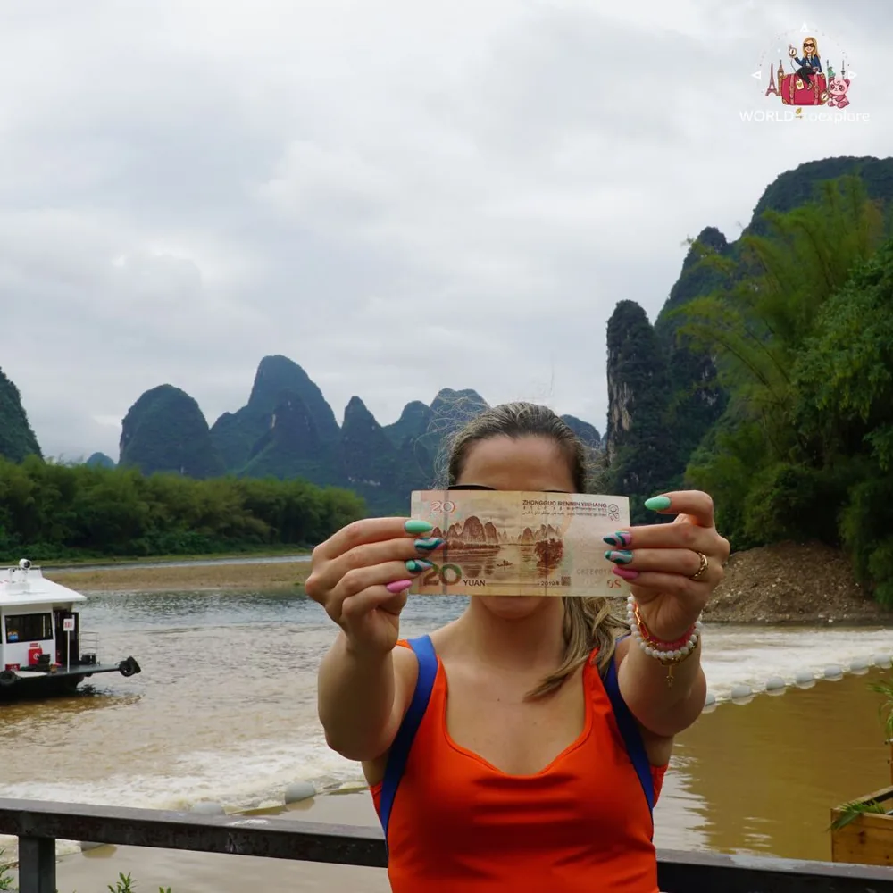 Miradouro da nota de 20 yuan em Xingping Ancient Town, Guilin