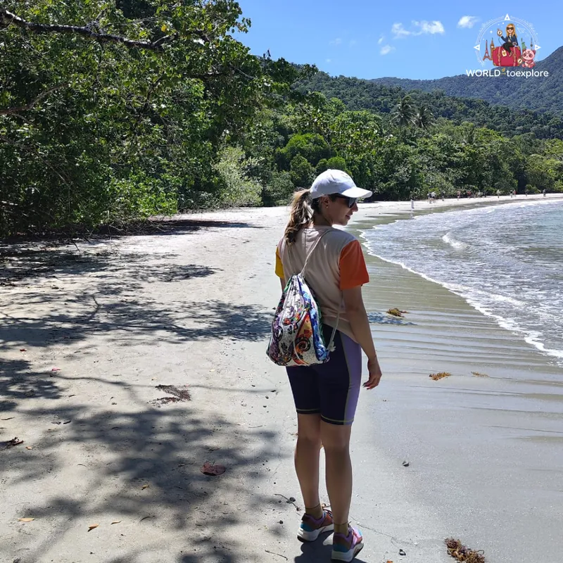 Walking along Cape Tribulation beach, with the rainforest right by the sand
