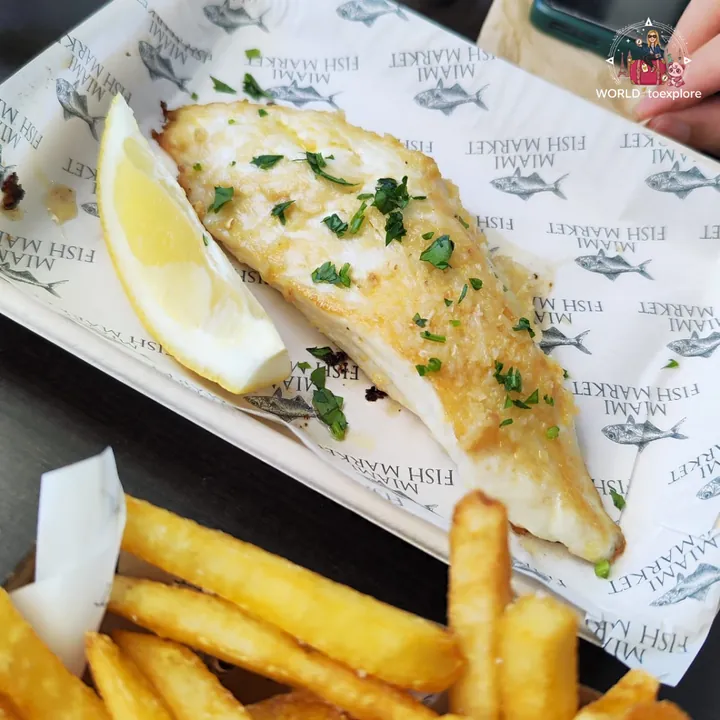 Fresh grilled fish and chips from Miami Fish Market