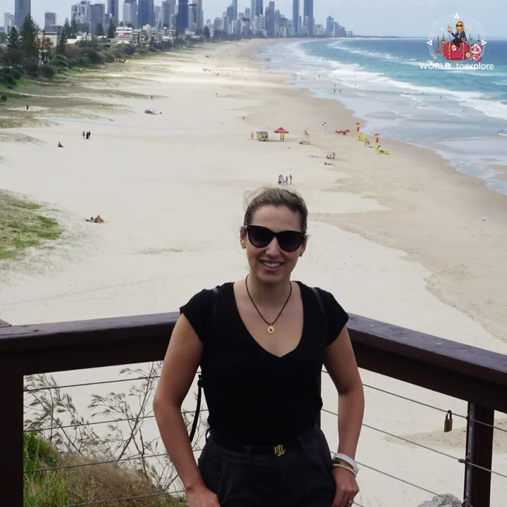 View over Burleigh Heads beach, with the Surfers Paradise skyline in the distance