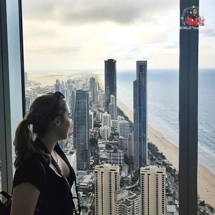 View over Surfers Paradise and the beach from the SkyPoint observation deck, atop Q1