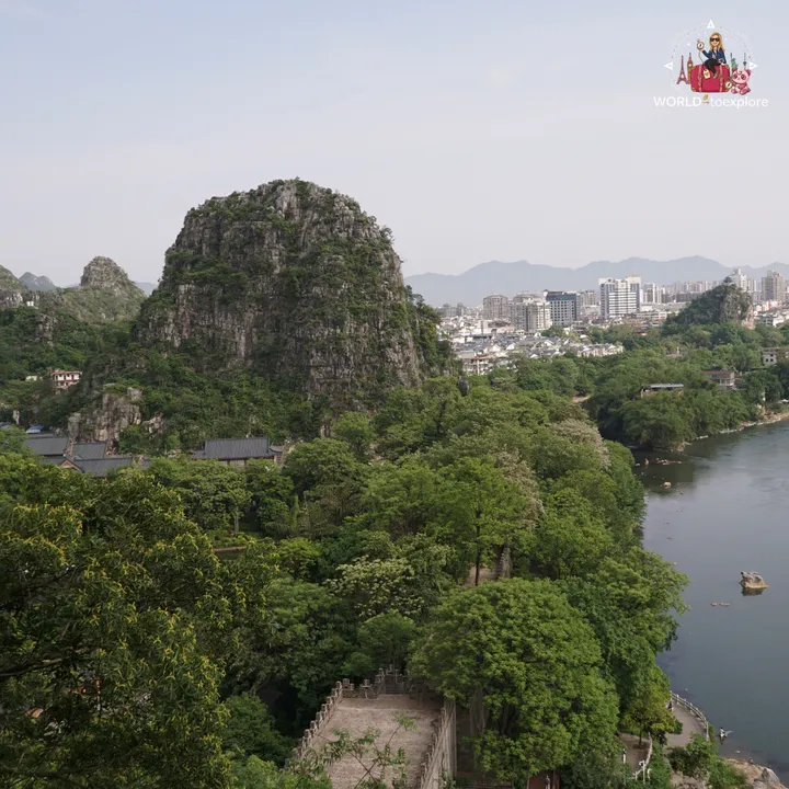 Karst hill next to the Li River, seen from the top of Diecai Hill