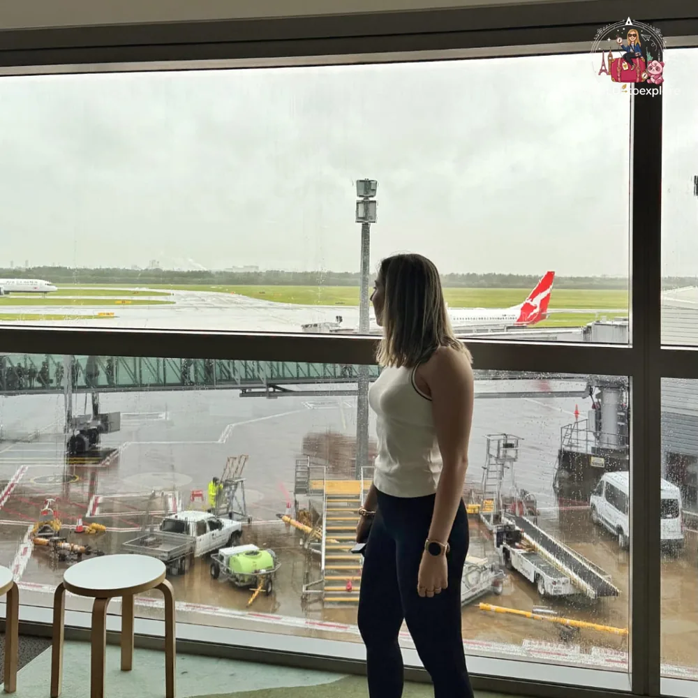 At the airport during the journey to New Zealand