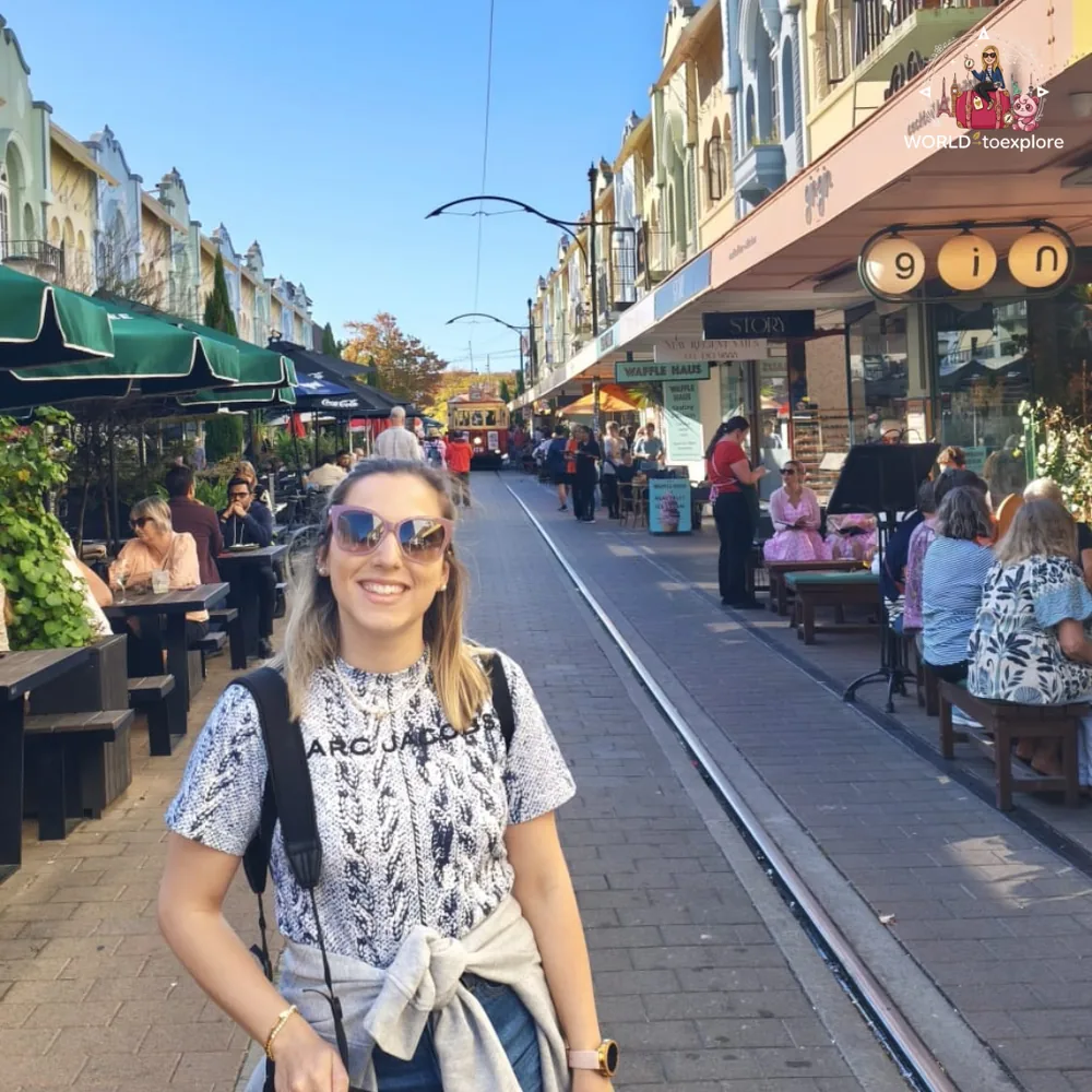 Street with cafés in central Christchurch