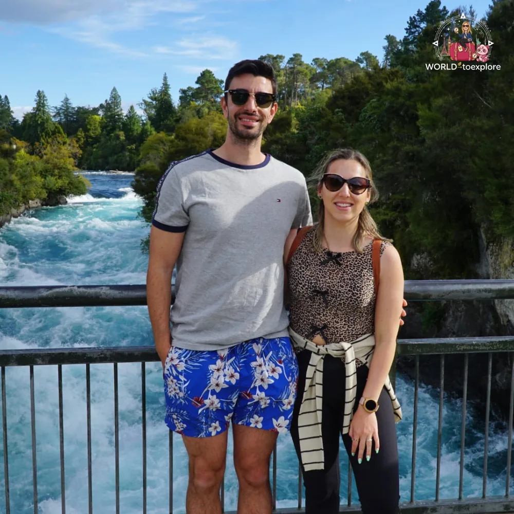 The Huka Falls, of turquoise-blue water, in Taupō