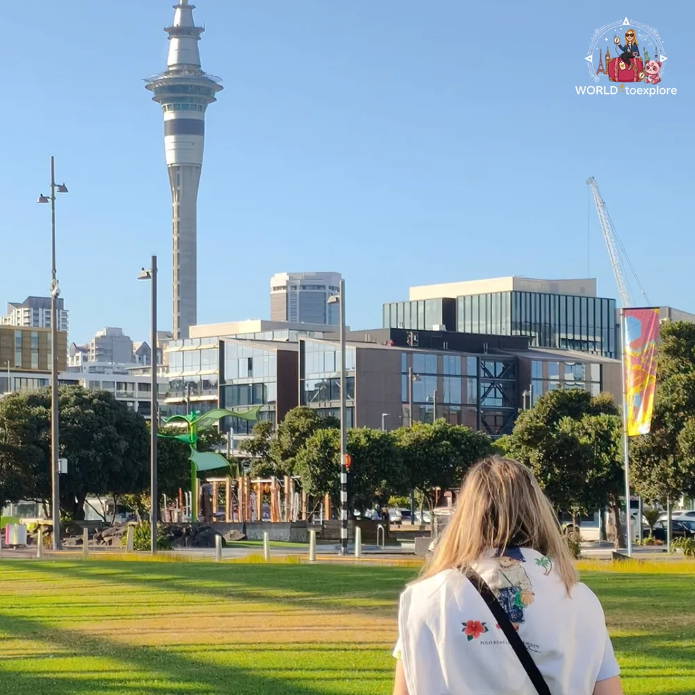 View of the Auckland skyline with the Sky Tower